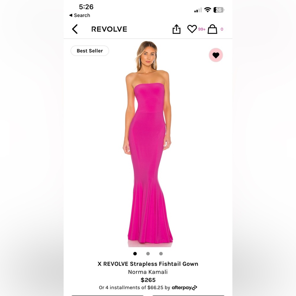 X Revolve strapless fishtail gown, size small